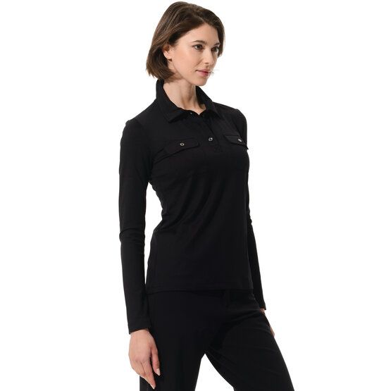 MDC Langarm Polo schwarz