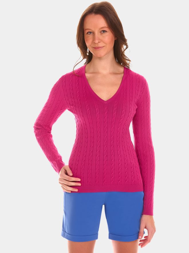 Valiente Zopf Pullover Strick pink