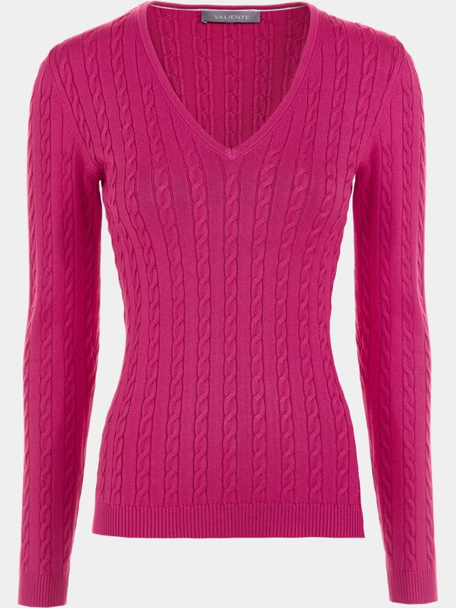 Valiente Zopf Pullover Strick pink