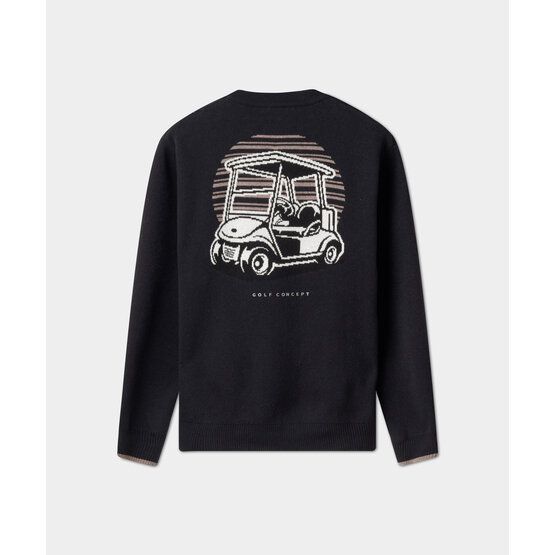 Macade Golf Cashmere Blend Intarsia Crewneck Pullover Strick schwarz