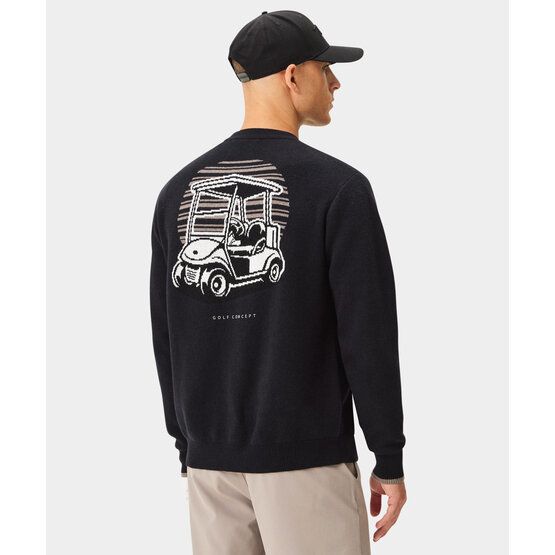 Macade Golf Cashmere Blend Intarsia Crewneck Pullover Strick schwarz