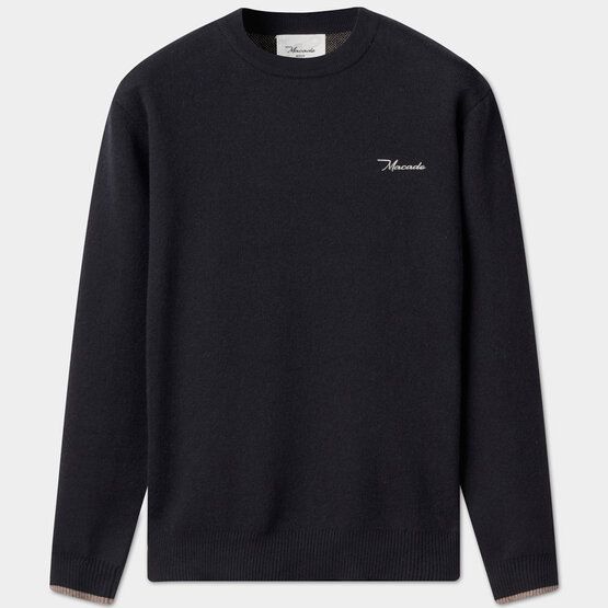 Macade Golf Cashmere Blend Intarsia Crewneck Pullover Strick schwarz