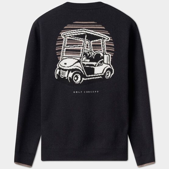 Macade Golf Cashmere Blend Intarsia Crewneck Pullover Strick schwarz