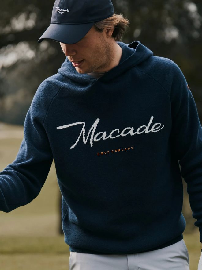 Macade Golf Signature Knit Hoodie Pullover Strick navy