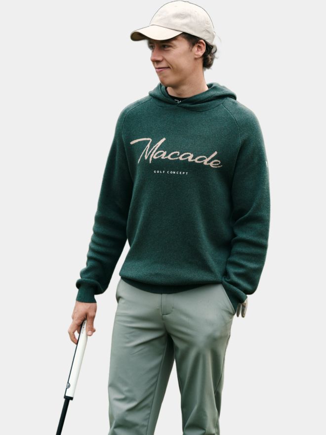 Macade Golf Signature Knit Hoodie Pullover Strick dunkelgrün