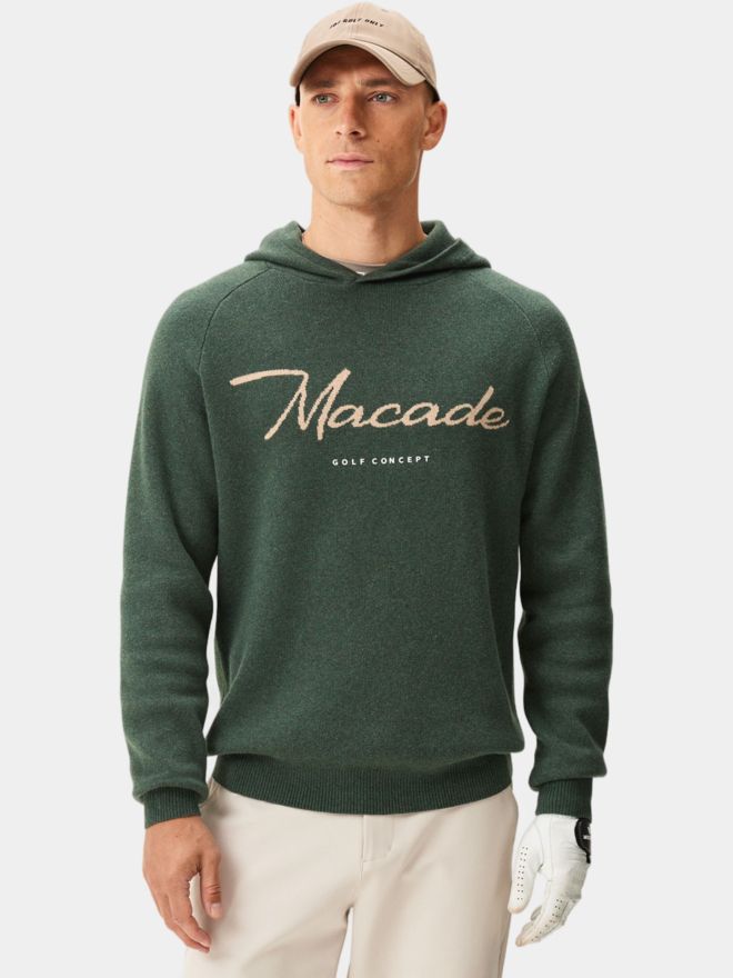 Macade Golf Signature Knit Hoodie Pullover Strick dunkelgrün