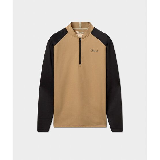 Macade Golf Hybrid Shield TX Quarter Zip Stretch Midlayer sand