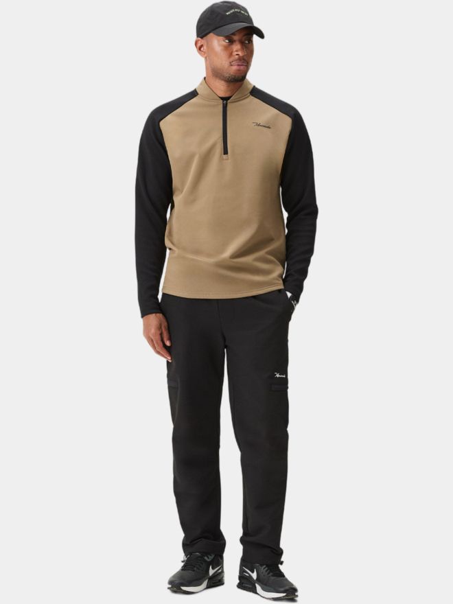 Macade Golf Hybrid Shield TX Quarter Zip Stretch Midlayer sand