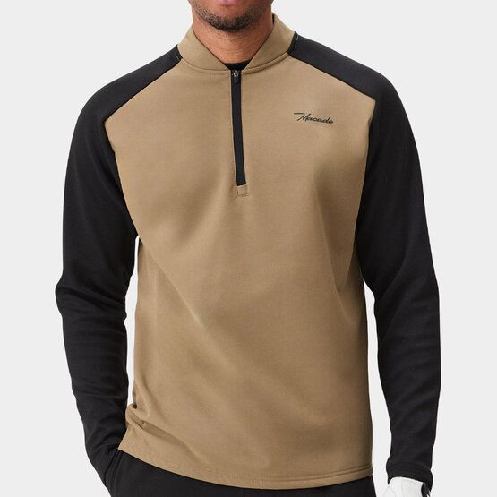 Macade Golf Hybrid Shield TX Quarter Zip Stretch Midlayer sand