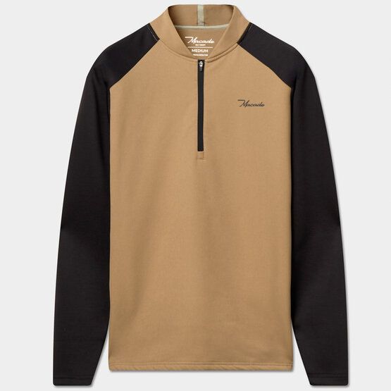 Macade Golf Hybrid Shield TX Quarter Zip Stretch Midlayer sand