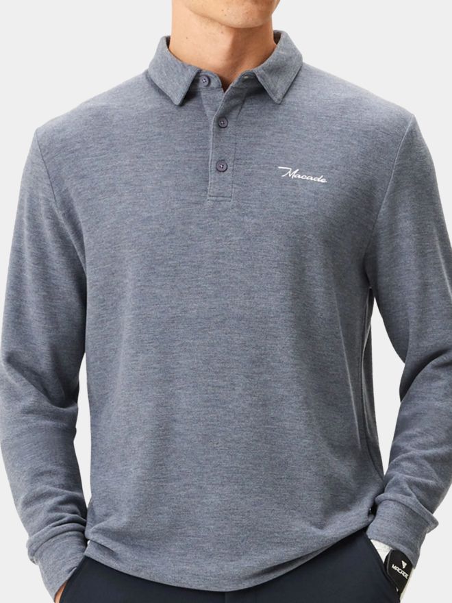 Macade Golf Brushed Shirt Langarm Polo grau