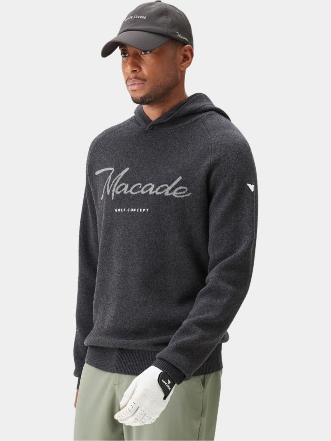 Macade Golf Signature Knit Hoodie Pullover Strick grau