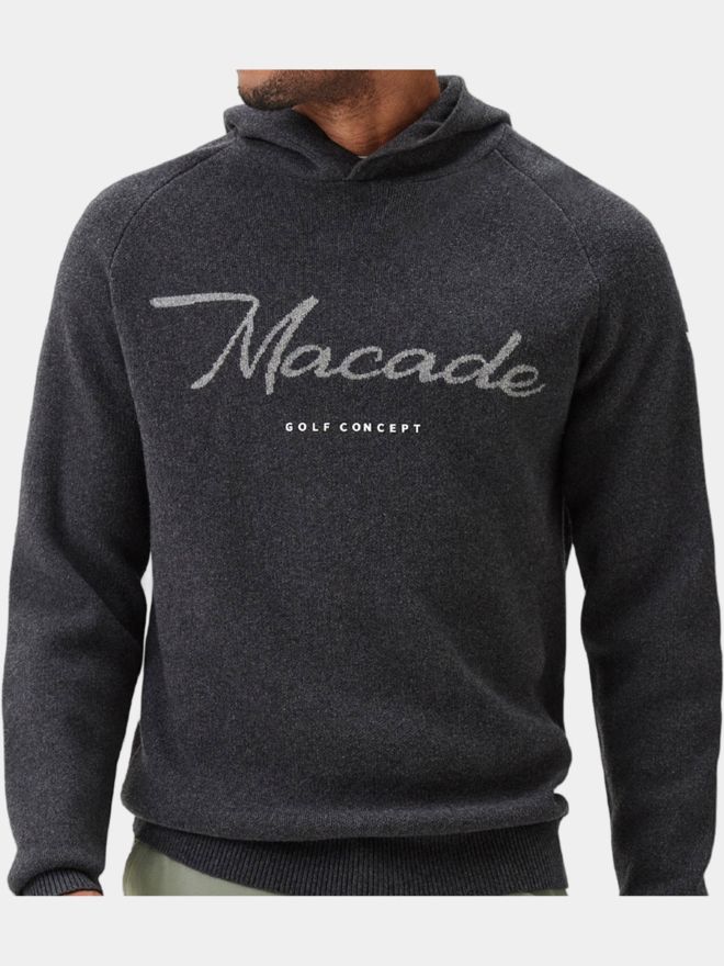 Macade Golf Signature Knit Hoodie Pullover Strick grau