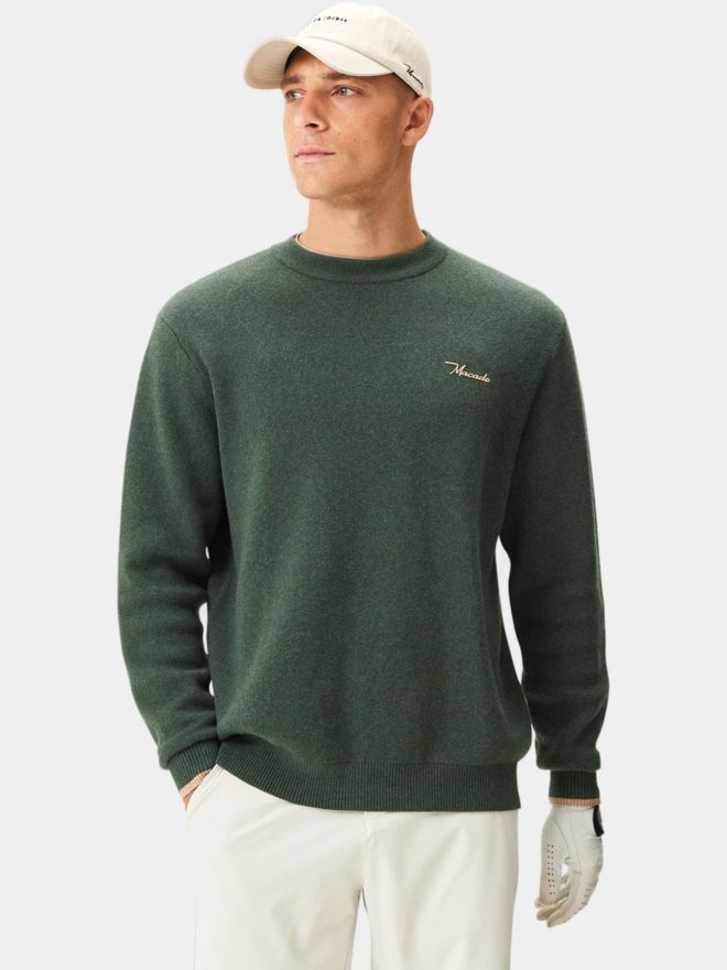 Macade Golf Cashmere Blend Knit Crewneck Pullover Strick grün