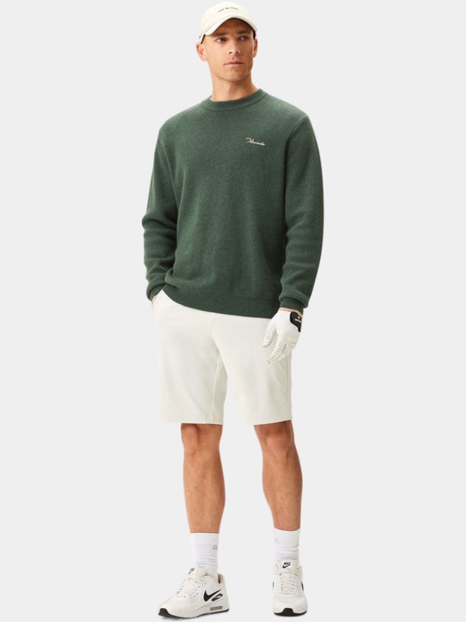 Macade Golf Cashmere Blend Knit Crewneck Pullover Strick grün