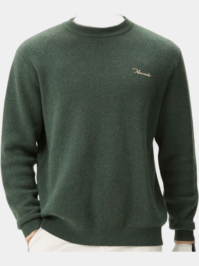 Macade Golf Cashmere Blend Knit Crewneck Pullover Strick grün