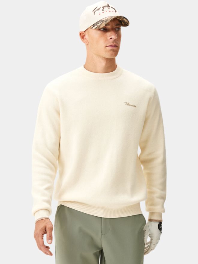 Macade Golf Cashmere Blend Knit Crewneck Pullover Strick offwhite