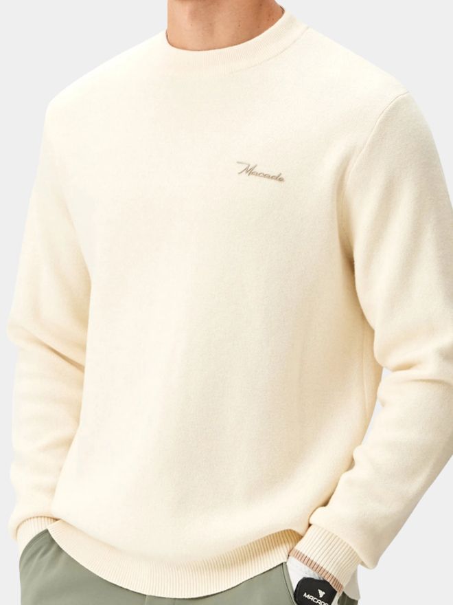Macade Golf Cashmere Blend Knit Crewneck Pullover Strick offwhite