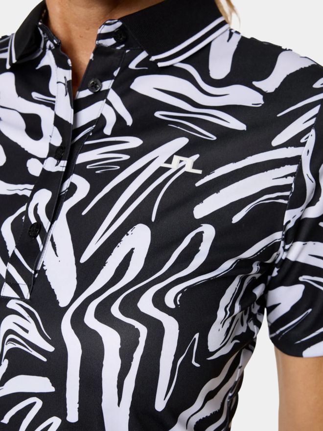 J.Lindeberg Georgia Print Halbarm Polo weiß