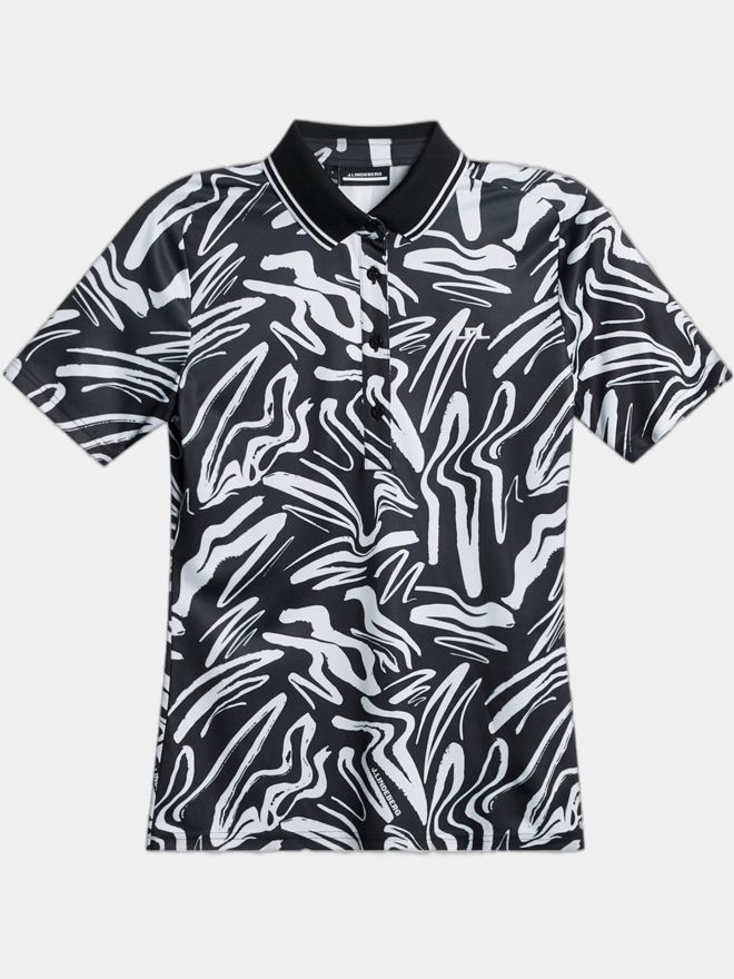 J.Lindeberg Georgia Print Halbarm Polo weiß