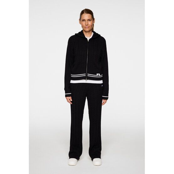 J.Lindeberg Camilla Cable Knit Wool Hood Jacke Strick schwarz