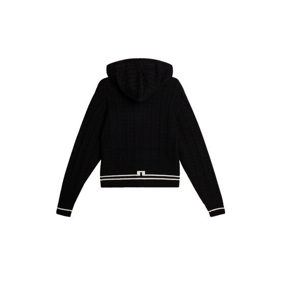 J.Lindeberg Camilla Cable Knit Wool Hood Jacke Strick schwarz