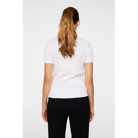 J.Lindeberg Kinsley Cable Knit Wool Shirt Halbarm Polo weiß