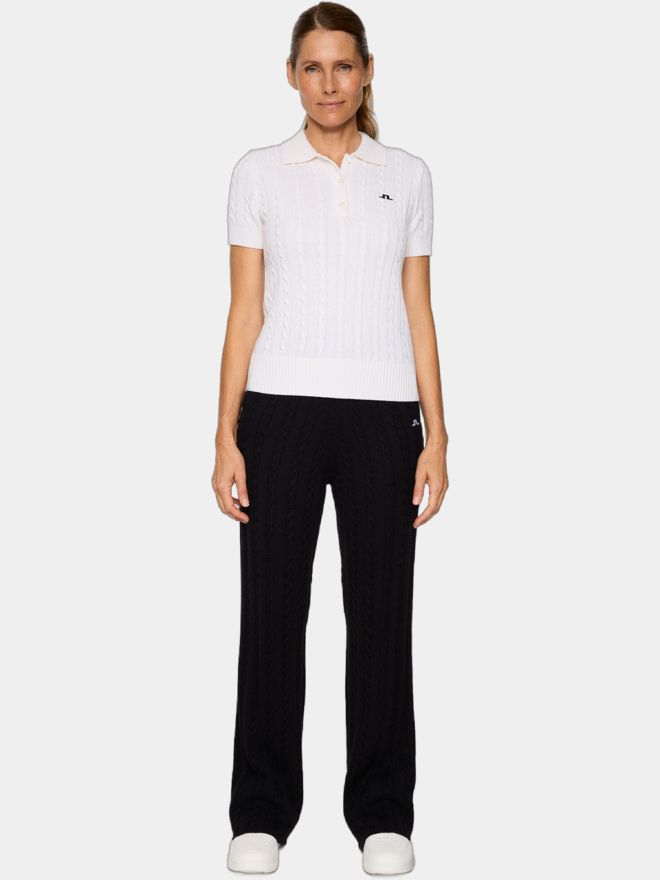 J.Lindeberg Kinsley Cable Knit Wool Shirt Halbarm Polo weiß