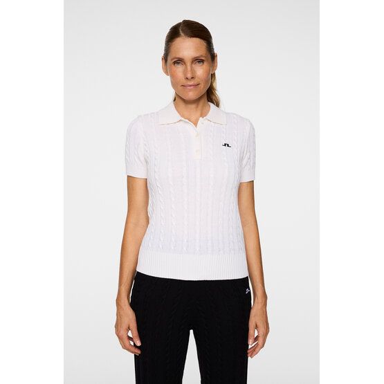 J.Lindeberg Kinsley Cable Knit Wool Shirt Halbarm Polo weiß