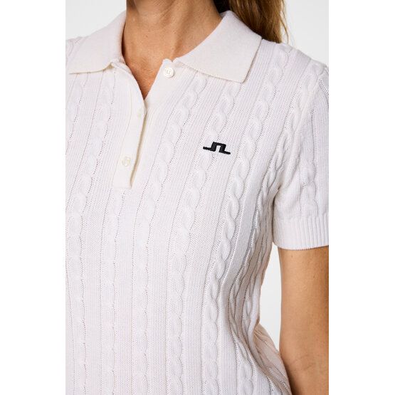 J.Lindeberg Kinsley Cable Knit Wool Shirt Halbarm Polo weiß