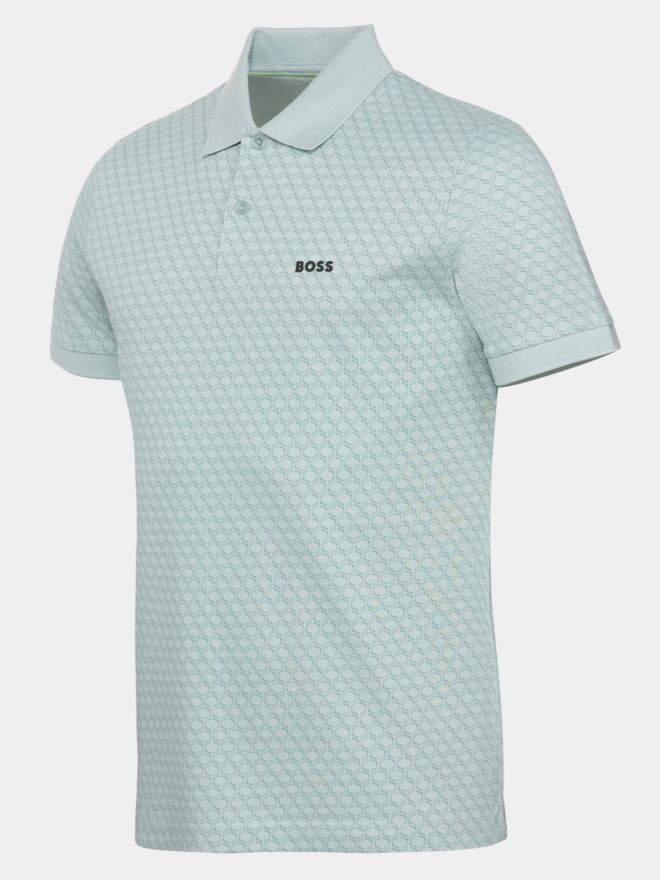 BOSS PL_GOC Chip Pattern Halbarm Polo grün