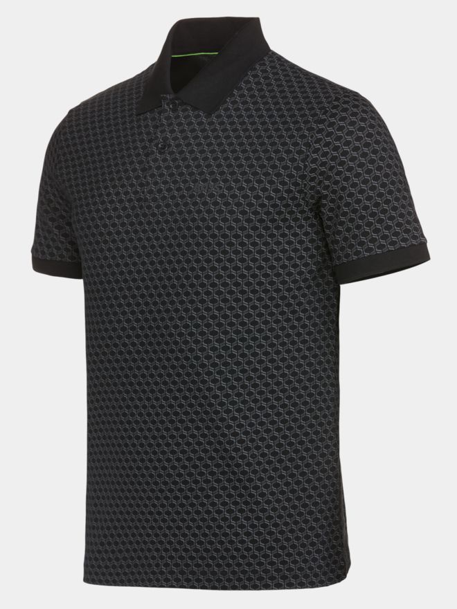 BOSS PL_GOC Chip Pattern Halbarm Polo schwarz