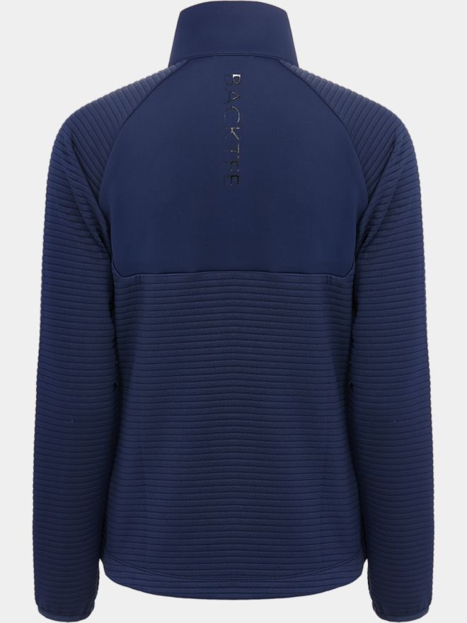 Backtee Ladies Waffel Midlayer Cardigan Stretch Jacke navy