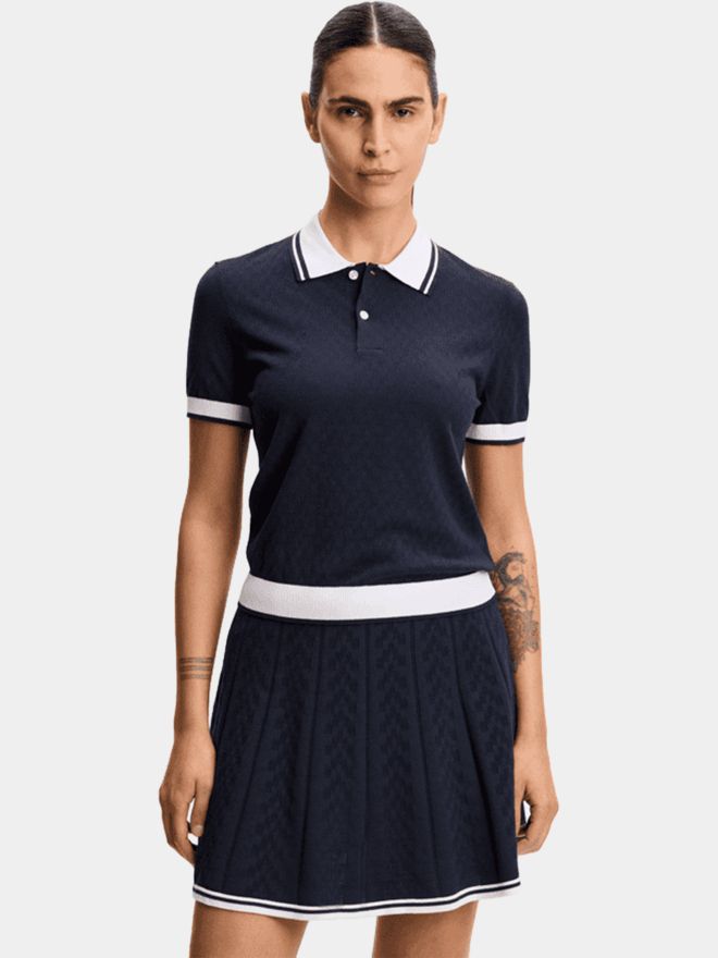 J.Lindeberg Polly Pointelle Strick Polo navy