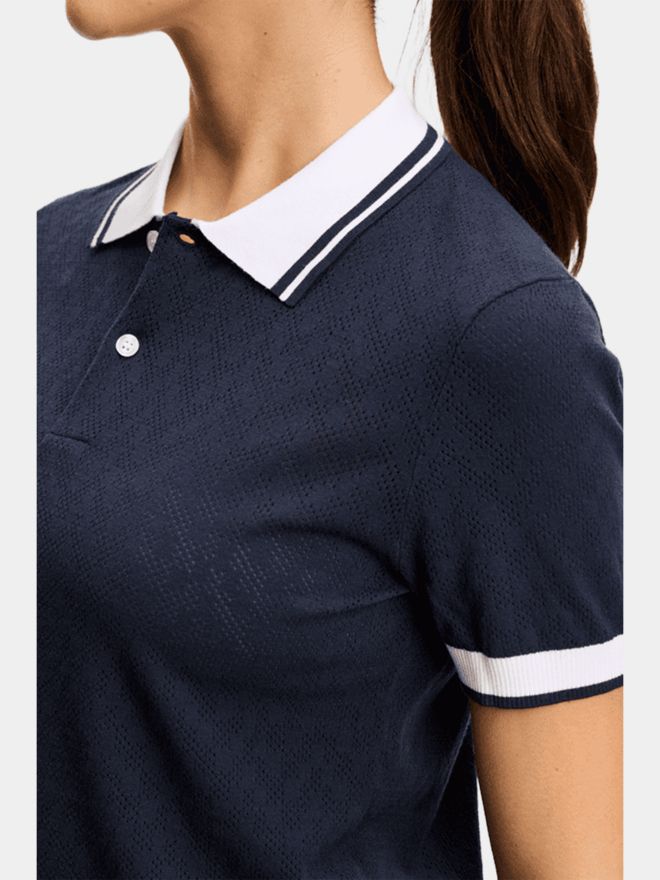 J.Lindeberg Polly Pointelle Strick Polo navy
