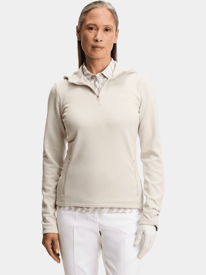 J.Lindeberg Aerielle Quarter Zip Hood Stretch Midlayer sand