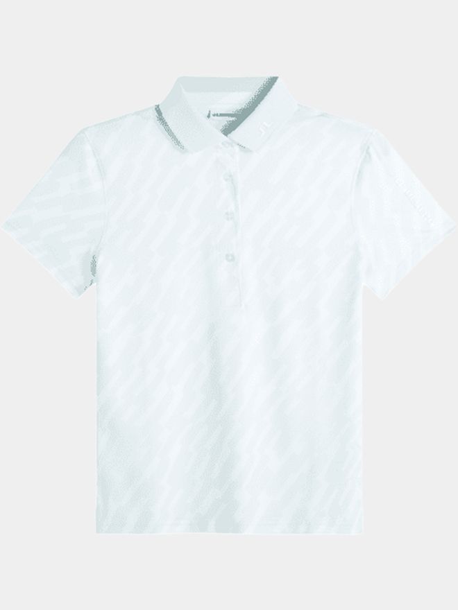 J.Lindeberg Tour Tech Print Halbarm Polo hellblau