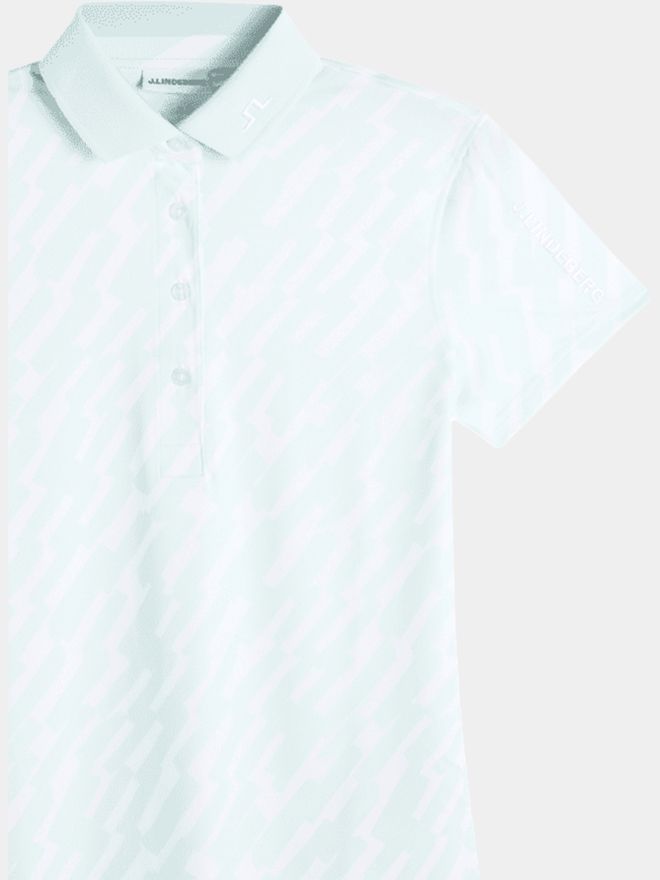 J.Lindeberg Tour Tech Print Halbarm Polo hellblau