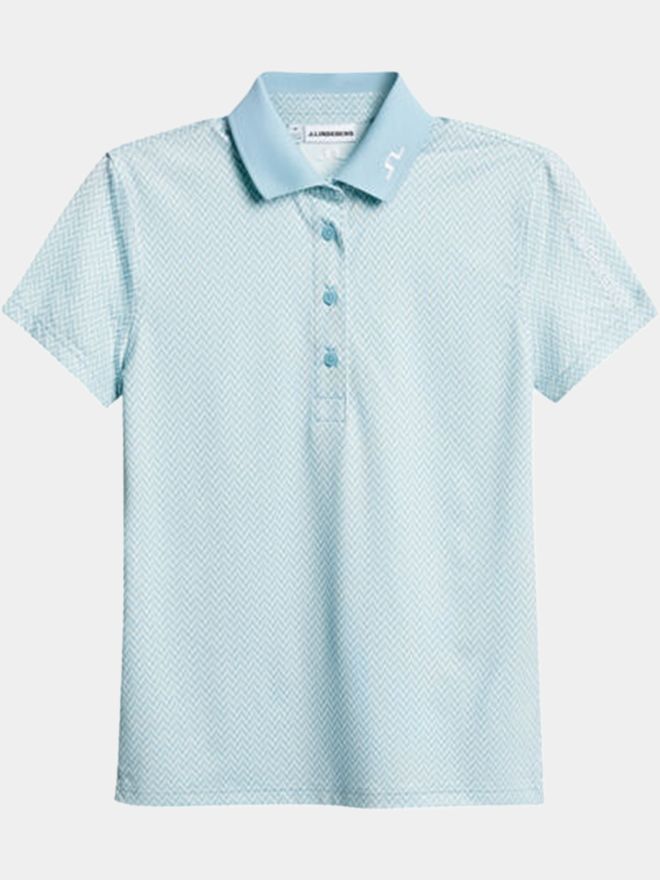 J.Lindeberg Tour Tech Print Halbarm Polo denim