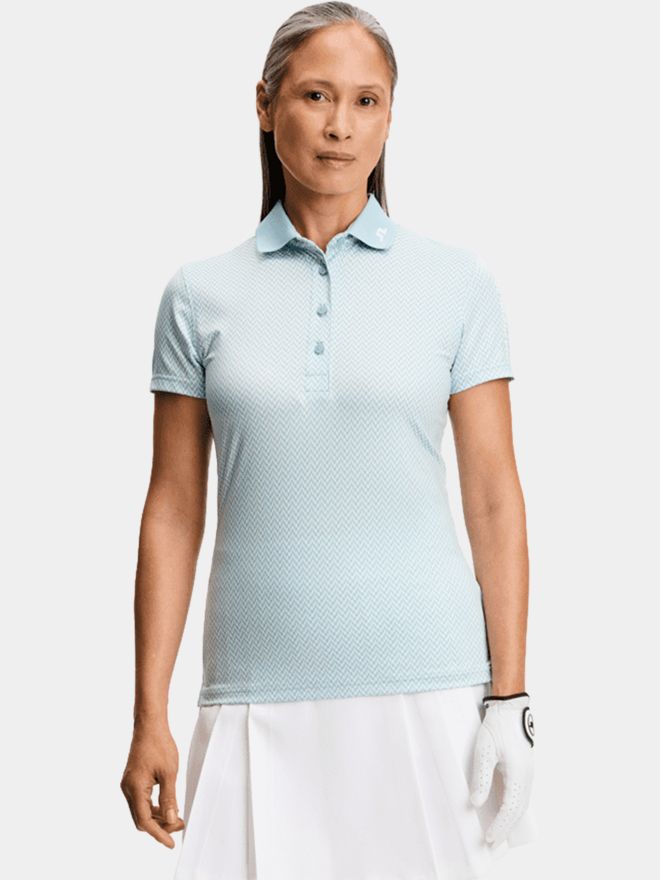 J.Lindeberg Tour Tech Print Halbarm Polo denim