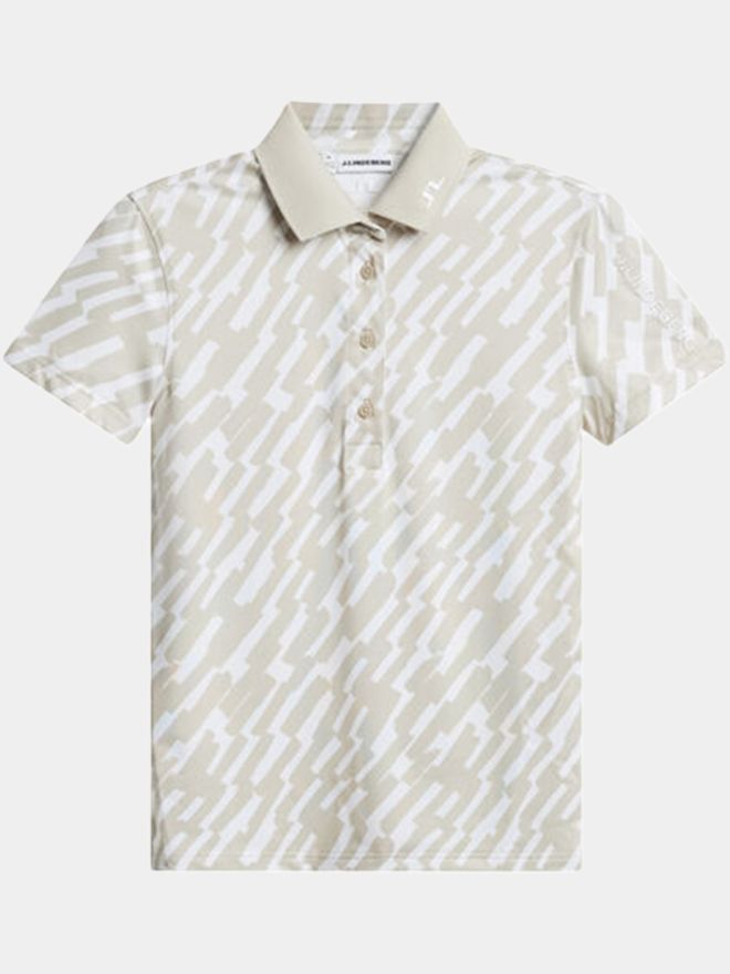 J.Lindeberg Tour Tech Print Halbarm Polo sand