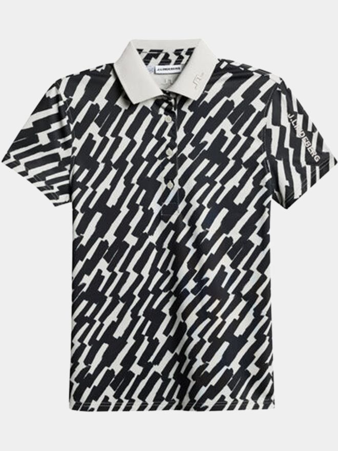 J.Lindeberg Tour Tech Print Halbarm Polo schwarz