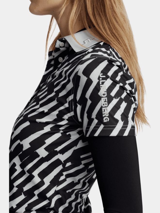 J.Lindeberg Tour Tech Print Halbarm Polo schwarz