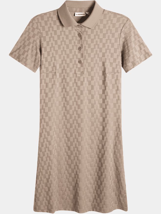 J.Lindeberg DALLY DRESS šaty s krátkým rukávem taupe