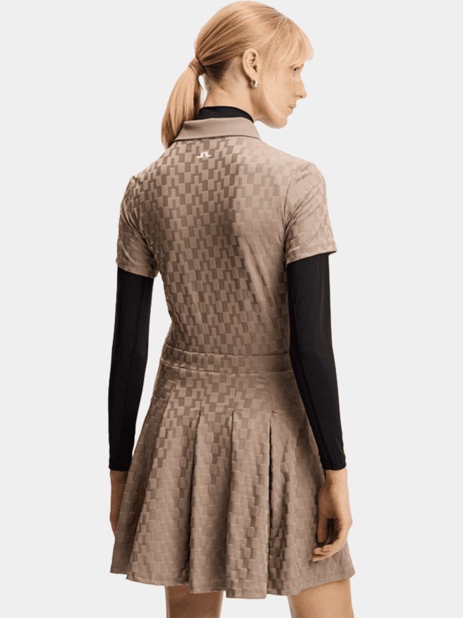 J.Lindeberg DALLY DRESS šaty s krátkým rukávem taupe