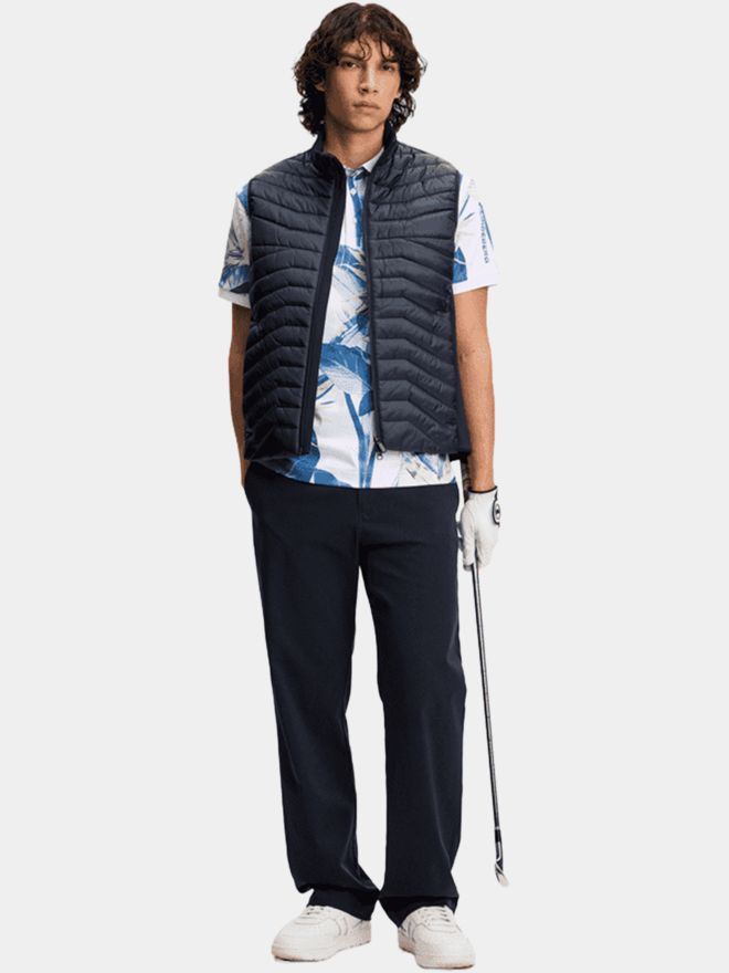 J.Lindeberg Tour Tech Print Halbarm Polo hellblau