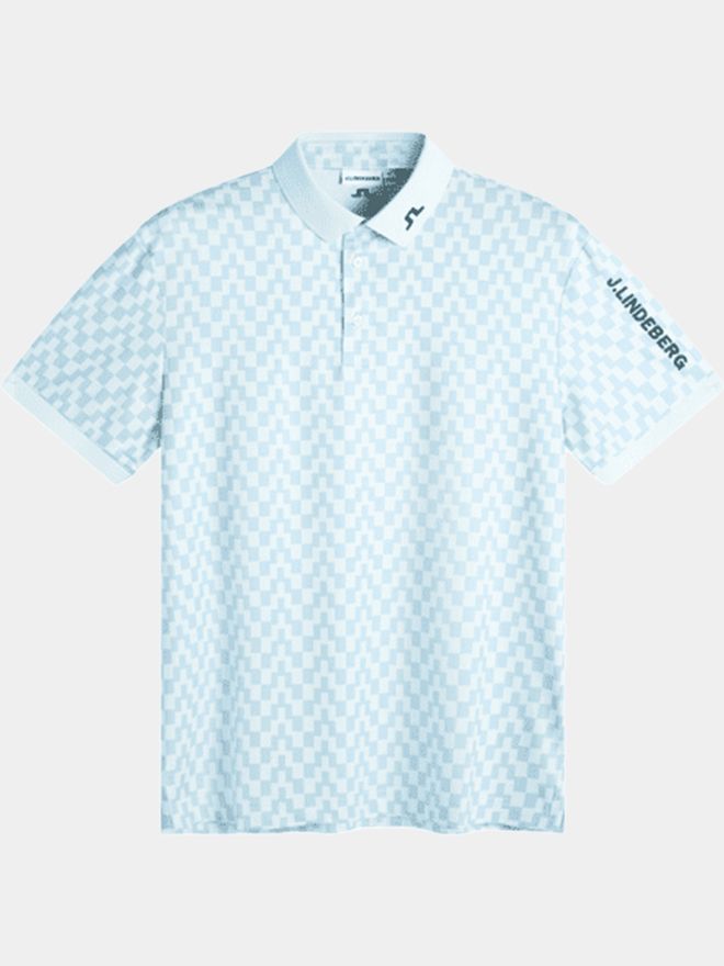 J.Lindeberg Tour Tech Print Halbarm Polo denim