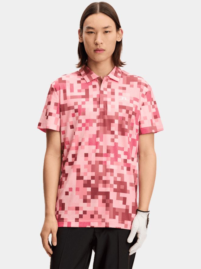 J.Lindeberg Dario Tour Print Halbarm Polo pink