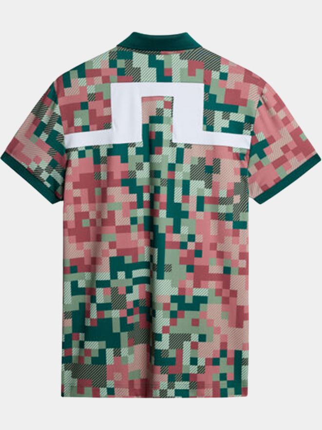 J.Lindeberg Bridger Tour Print Halbarm Polo rot