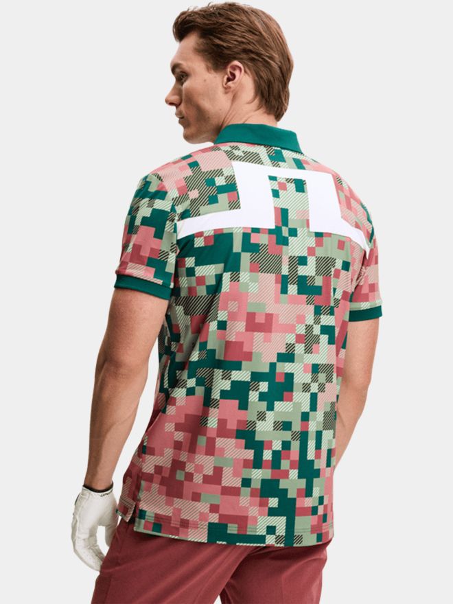 J.Lindeberg Bridger Tour Print Halbarm Polo rot